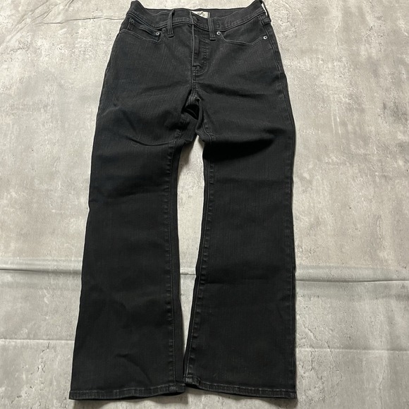 Madewell Denim - Madewell Mid-rise Kick Out Jeans Black Womens Size 28P Stretch Petite Y2K Flare